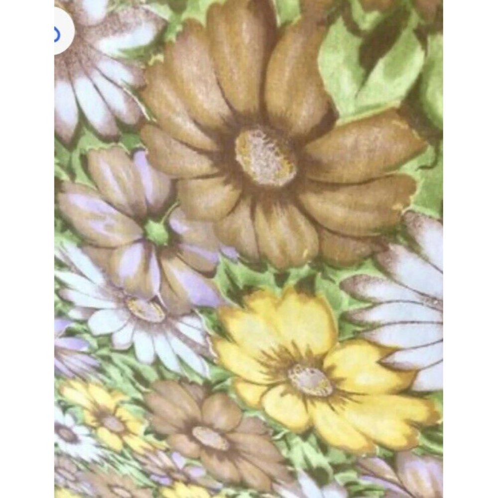 Vtg 70s Flowers Cannon Monticello Floral "ALOHA"  72x104 Twin Flat Sheet Fabric